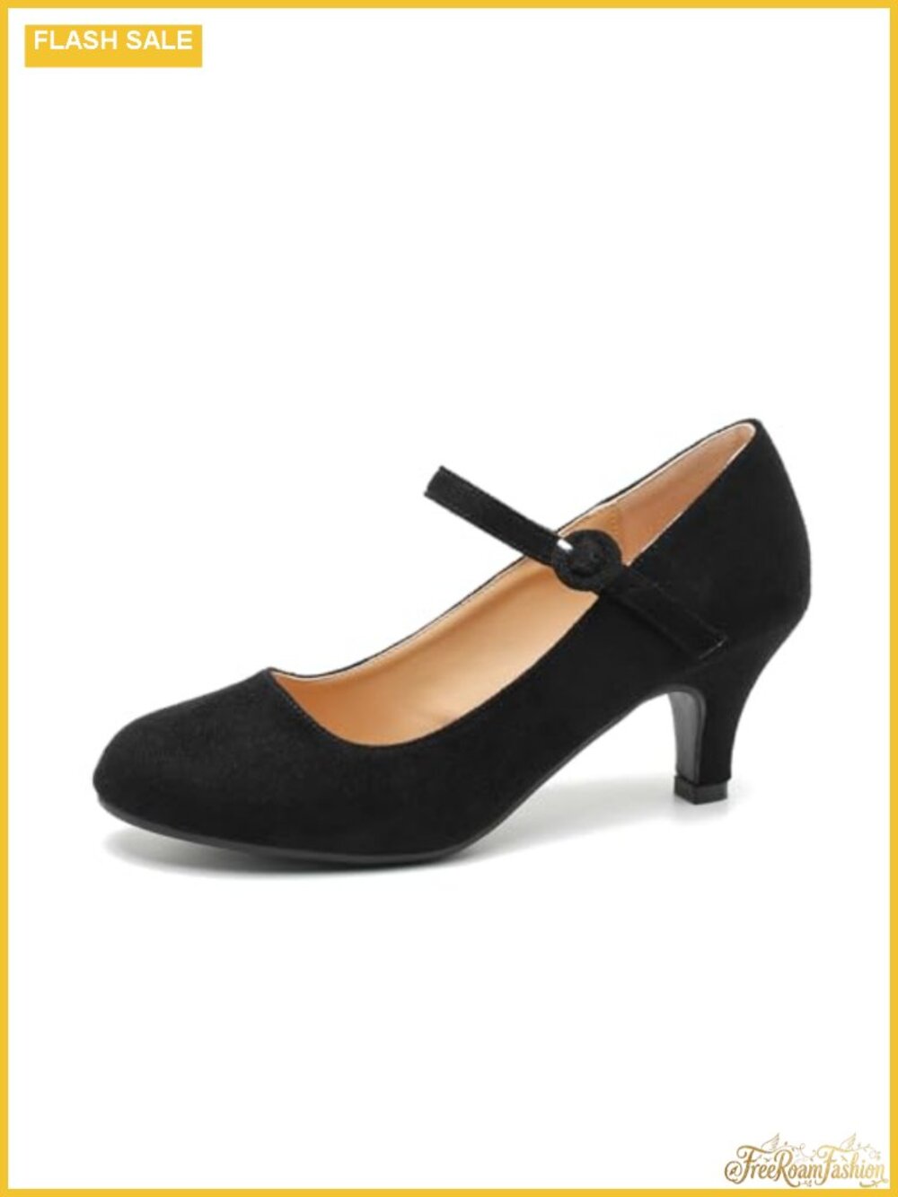 Mary Jane Kitten Heel Pumps Suede Ankle Strap Round Toe Office Wedding Dress